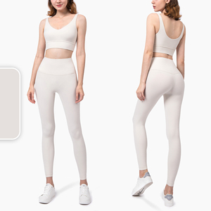 Conjunto de dos piezas con logotipo personalizado, ropa deportiva para mujer, Sujetador deportivo de Yoga, mallas de cintura alta, traje de entrenamiento, conjunto de Yoga, ropa - Product Image 2