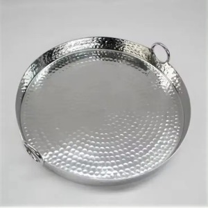 Assiettes décoratives de luxe en métal pour mariage, or et argent, ensemble de plateaux rectangulaires ronds, assiettes en acier inoxydable en vente en gros - Product Image 4