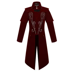 New Men's Steampunk Vintage Jacket Gothic Victorian Medieval Vampire Frock Coat Halloween Cosplay Costume Cosplay Tailcoat