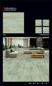 Série Bois Carreaux en céramique 600x600mm Imitation pierre Texture brillante Surface lumineuse Design contemporain Carreaux de sol pour villas - Product Image 2