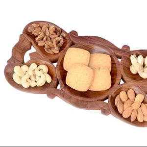 Plateau de service de luxe en bois massif avec finition rustique d'aspect artistique de qualité supérieure Plateau de service en bois avec grain de bois naturel - Product Image 1