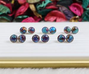 High Quality Copper <b>Turquoise</b> Gemstone <b>Stud</b> <b>Earrings</b> Jewelry Silver Plated Jewelry Amazing Quality <b>Earrings</b> Jewelry - Product Image 2