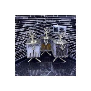 ชุดกระปุกทรงสี่เหลี่ยมสไตล์ญี่ปุ่น3ชิ้นขวดและเหยือกทองเหลืองสีเงิน - Product Image 1