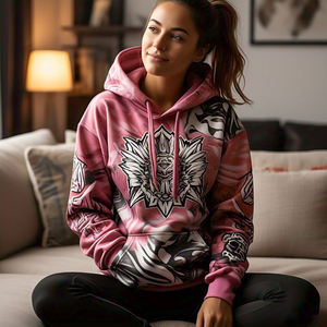 Sudadera con Capucha Oversize para Mujer, Tejido Grueso de 460 GSM, Corte Holgado, Estampado Digital, Invierno - Product Image 2