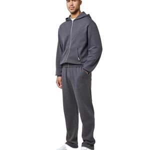 Mens Streetwear Hooded Acid Wash Solid Tracksuit Set Casual <b>Leisurewear</b> with Custom Logo Contrast Piping Accents 100% Polyester - Product Image 3