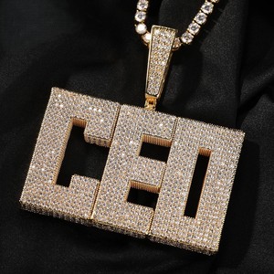 High Quality Unisex Rose Gold Plated 925 Silver Hip-Hop Letter Pendant <b>Iced</b> Brilliant Cut VVS Diamond IGI Certified Channel Fine - Product Image 6