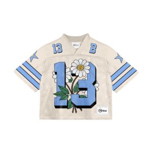 Camisetas OEM de fútbol americano Boxy Fit, camisetas de 100% poliéster de malla transpirable Corpped Drop Shoulder Short Printed Techniques - Product Image 2