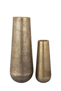 Handmade <b>Set</b> of 2 Metal Flower <b>Vase</b> Different Sizes Coastal Design Style for Tabletop or Floor Decor for Home or Hotel Use - Product Image 1