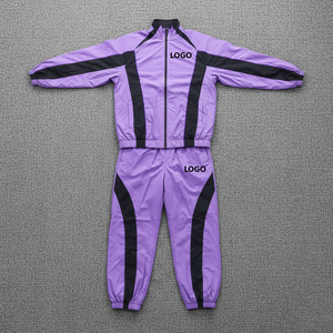 2025 nouveau arrivé à la mode 2 pièces coupe-vent survêtement broderie personnalisée logo veste zippée et bas à revers ensemble de survêtement - Product Image 1