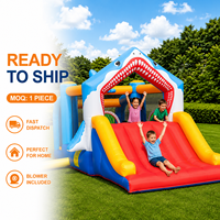 Vente en gros Doctor Dolphin Château gonflable avec toboggan en tissu Oxford épaissi 420D+840D, filet de protection, capacité 135 kg, 3 places