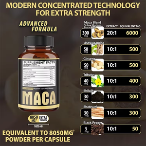 Cápsulas de Raíz de Maca Negra Orgánica de Marca Propia para Mujeres y Hombres, 500 mg por Porción, Natural, Vegano, Envase en Tambor, 60 Cápsulas - Product Image 5