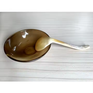 Bol en corne authentique avec ensemble de cuillères Design rustique élégant à utiliser pour les cuisines et les occasions spéciales par l'artisanat du croissant - Product Image 1