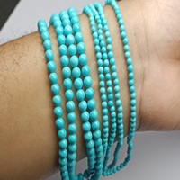 Boules rondes lisses de turquoise de belle au bois dormant stabilisées par Arizona naturel couleur de pierre bleue de taille de 3mm
