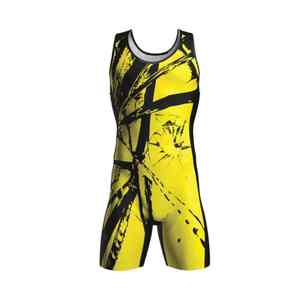 Combinaison de lutte personnalisée en polyester extensible respirant, taille plus, singlet, imprimé par transfert thermique, jersey lavé, combinaison de musculation - Product Image 1