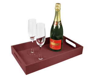 Ensemble de plateaux de Service en cuir personnalisés à la main plateau rectangulaire en métal Double poignée pour hôtel Hall maison indienne - Product Image 4