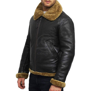 New Fashion <b>Men</b> Winter <b>Jacket</b> Breathable Lightweight Hot Selling <b>Men</b> Clothing <b>Shearling</b> Leather <b>Jacket</b> - Product Image 2