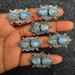 Arc-en-ciel pierre de lune Boho bague en argent Sterling 925 à la main tendance poire coupe diamant mariage fête bijoux pour femmes - Product Image 3