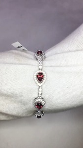 สร้อยข้อมือเงินสเตอร์ลิง925อัญมณีโกเมนธรรมชาติ AAA คุณภาพดีการออกแบบที่ไม่ซ้ำกันสวยงามสำหรับโอกาสใดๆของขวัญปาร์ตี้ - Product Image 4