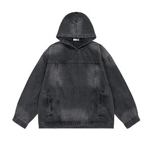 OEM Custom 100% Sweat à capuche en jean noir délavé de haute qualité pour hommes 100% coton typiquement 300 à 420 g/m² - Product Image 1