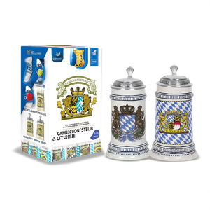 DOMEX Juego de 6 Jarras de Cerveza de Cerámica de 0.5 L con Escudo de Armas Bávaro y Tapa de Peltre, Diseños Surtidos - Product Image 2
