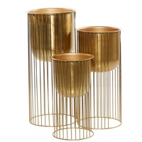 Support de jardinière surélevé en métal doré avec revêtement en poudre |   Décoration personnalisée avec logo pour la maison, le bureau, l'hôtel, le jardin |   Pot de fleurs durable et écologique