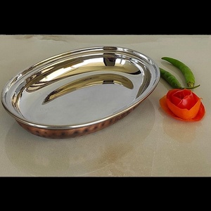 Offre spéciale Bol ovale en acier et en cuivre Plateau à vaisselle Plats alimentaires Vaisselle de service Plateau à surface lisse pour fêtes Restaurant de mariage - Product Image 6