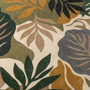 Tapis d'intérieur en forme de feuille, tissé à la main, en laine biologique, vert beige moderne, décoration de salon, support en latex, cadeau du Nouvel An - Product Image 5