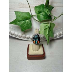 Ray Jack Romantic Multi-Stone <b>Ring</b> with <b>Turquoise</b> Vermeil Rhodium Plated Size 6.5 Sterling Silver & Platinum for Everyday Wear - Product Image 1