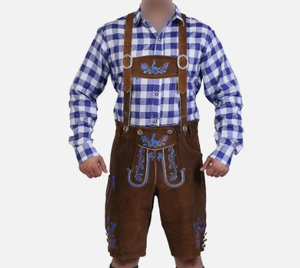 Pantalones cortos Lederhosen traje bávaro Oktoberfest marrón antiguo 100% pantalones de cuero genuino CowSplit - Product Image 6