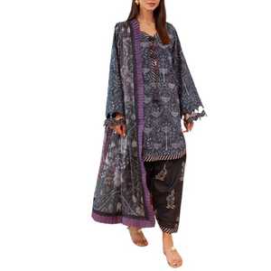 Vestido de Fiesta de Lino y Chifón de 3 Piezas para Mujer, Shalwar Qameez Anarkali Kurti, Estilo Indio Pakistaní, para Bodas de Verano/Invierno - Product Image 1