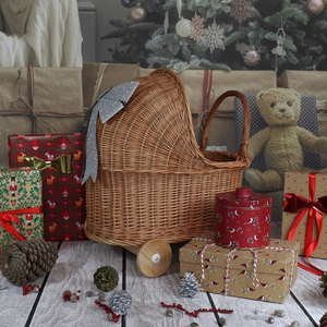 Poussette pour bébé en rotin naturel en osier-Fabriqué à la main avec amour pour un landau sûr et esthétique - Product Image 6