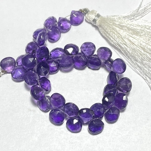 Cuentas de Briolette con forma de corazón facetado de amatista, cuentas de piedras preciosas calibradas de 6MM para uso en joyería - Product Image 2