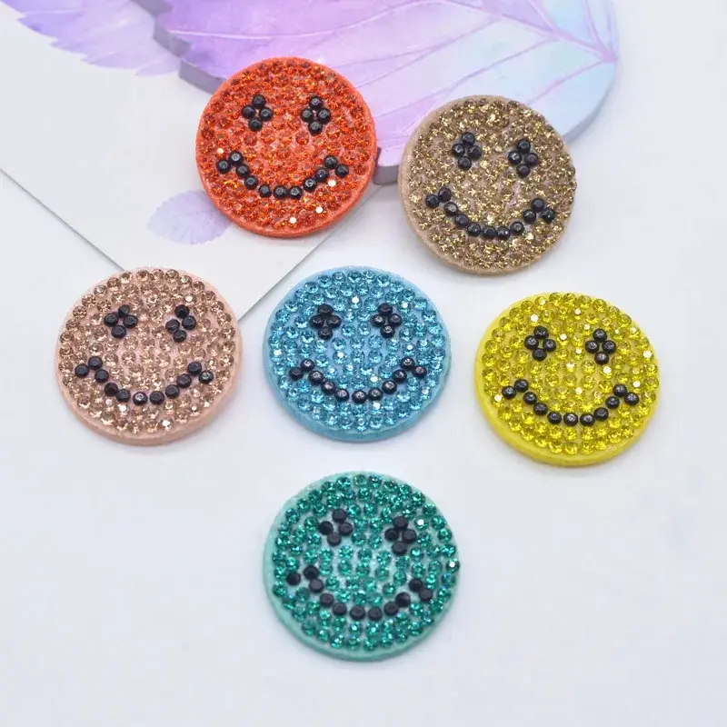 Kleurrijke Smile Crystal Round Diy Patches Strass Heat Stick-On Applique Kleding Maken Sieraden Accessoires