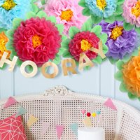 Bunga kertas gantung warna-warni bunga kertas gantung pompom karnaval Fiesta bunga kertas pesta tema untuk pesta karnaval ulang tahun latar belakang