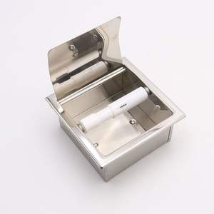 Accessoires de salle de bain d'hôtel modernes en acier inoxydable SUS304, finition polie miroir, <span class=keywords><strong>distributeur</strong></span> de papier toilette encastré avec capot - Product Image 5