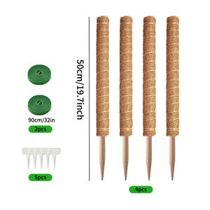 <b>Cover</b> Shipping Fee US Stock 4pcs <b>Plastic</b> Coated Moss Pole Kit Garden Ties Labels Coir Totem Pole Monstera Indoor/Outdoor - Product Image 5