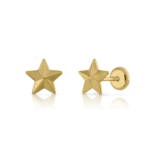Pendientes de tuerca finos chapados en oro con estrella de 5 puntos, Rosa Blanca de moda con circón para bodas, aniversarios, fiestas, compromisos - Product Image 1