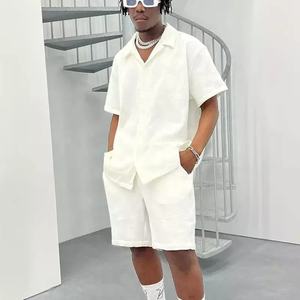 Conjunto de 2 piezas de pantalones cortos de algodón para hombre, chándal de moda, ropa activa, con logotipo personalizado - Product Image 5