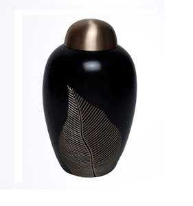 Amazon โกศทองเหลืองสลักลายใบไม้สีทองที่น่ารักสำหรับงานศพขี้เถ้ากระดูกโดย acw - Product Image 1