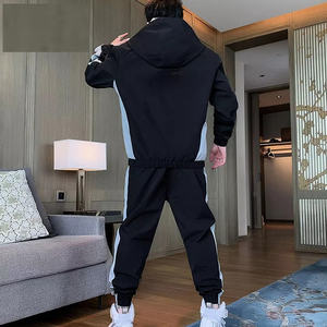 Survêtement personnalisé avec logo, pantalon de jogging coupe-vent respirant, ensemble deux pièces pour hommes, prix avantageux - Product Image 3