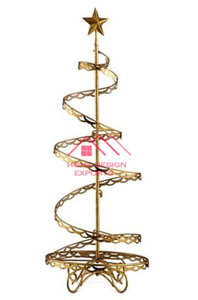 Golden Finished Wooden Base Metal Floor Christmas Tree Home Indoor Decor Metal <b>Ornaments</b> - Product Image 6