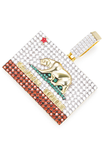 Pendentif Drapeau de l'État de Californie ICY 5A+ Bijoux Hip Hop Plaqué Rhodium Moissanite Argent 925 Cadeau - Product Image 3