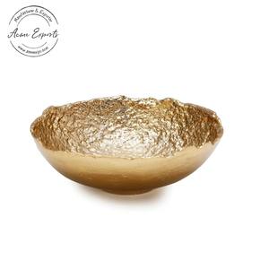 ชามอลูมิเนียมทำมือสีทองขอบไม่เรียบออกแบบมาสำหรับเสิร์ฟผลไม้โต๊ะรับประทานอาหารโลหะขัด - Product Image 1