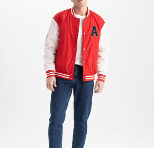 Chaqueta Universitaria de Alta Calidad con Cuello Alto Simulado, Apliques de Lana, Bordado Chenille, Chaqueta de Béisbol Universitaria para Hombre - Product Image 3