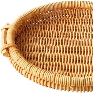 Bandeja redonda de mimbre con asas, contenedor de almacenamiento tejido a mano para uso en la cocina, alimentos y frutas de Nhatminh, Vietnam, venta al por mayor - Product Image 1