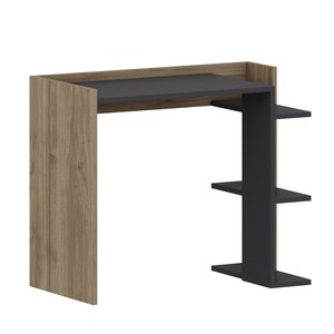 Bureau d'ordinateur extensible moderne en bois grainé avec étagère de rangement pour chambre à coucher et bureau à domicile - Product Image 2