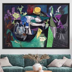 Picasso 'Night Fishing at Antibes' Printed Canvas Wall Art - <b>Framed</b>,<b>BLACK</b> <b>FRAMED</b> CANVAS - Product Image 1