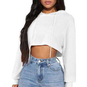 Gran oferta de sudaderas con capucha de manga larga para mujer, ropa de calle, precio barato al por mayor, sudaderas con capucha recortadas para mujer - Product Image 3