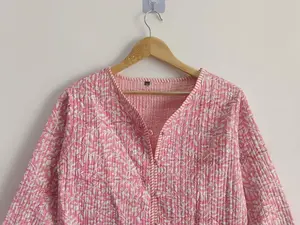 Recién llegado, chaqueta acolchada hecha a mano Reversible de algodón puro, ropa de invierno de algodón, chaqueta Unisex para mujer - Product Image 4