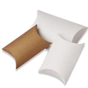 <b>White</b> & Kraft Paper Square Pillow <b>Boxes</b> Slotted Square <b>Boxes</b> for Gifting & Takeaways UV Advantage for Candle Packaging - Product Image 1